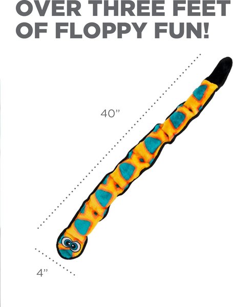 Show full view: Outward Hound Invincibles Orange Snake Plush Dog Toy slide 5 of 6