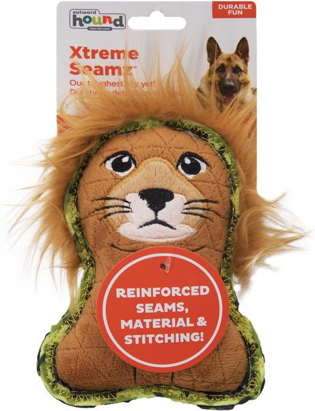 Show full view: Outward Hound Xtreme Seamz Lion Squeaky Plush Dog Toy slide 7 of 7