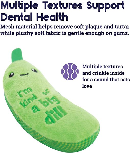 Show full view: Petstages Crunchy Pickle Kicker Dental Cat Toy with Catnip slide 3 of 7