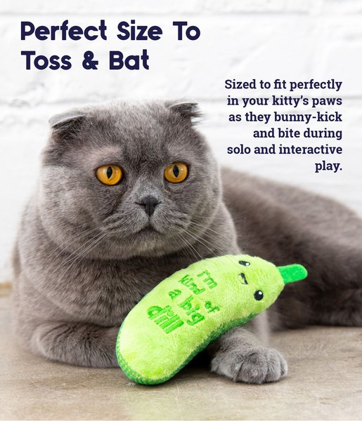 Show full view: Petstages Crunchy Pickle Kicker Dental Cat Toy with Catnip slide 4 of 7