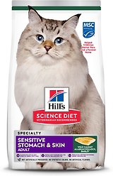 Hill's Science Diet Sensitive Stomach & Sensitive Skin Pollock Meal & Barley Recipe Adult Dry Cat Food, 1.59-kg bag