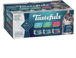 Blue Buffalo Tastefuls Natural Tuna, Chicken & Fish in Gravy Variety Pack Flaked Adult Wet Cat Food, 85-g can, case of 12