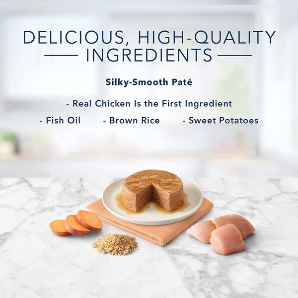 Show full view: Blue Buffalo Tastefuls Natural Chicken Entree Pate Kitten Wet Cat Food, 85-g can, case of 6 slide 3 of 8