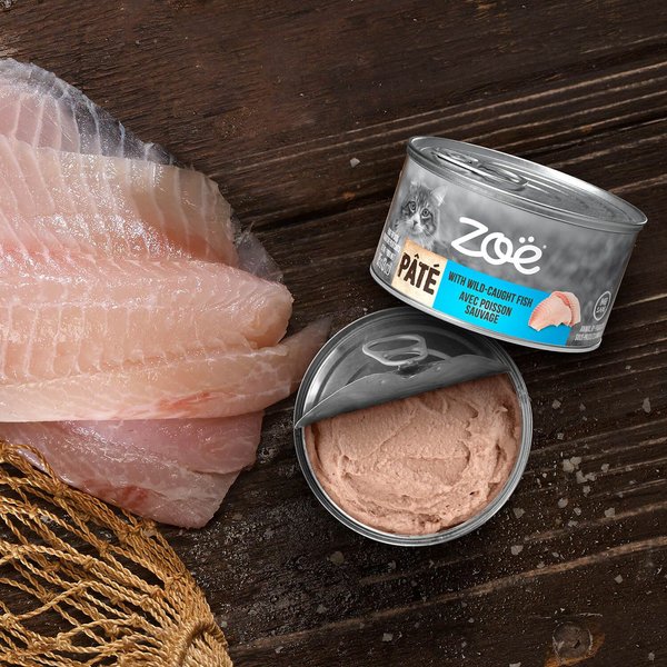 Show full view: Zoe Wild-Caught Fish Pate Wet Cat Food, 85-g can, case of 16 slide 6 of 7