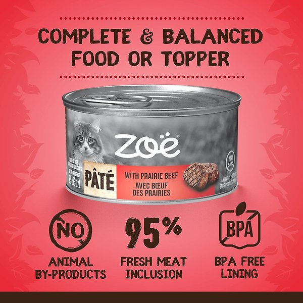 Show full view: Zoe Prairie Beef Pate Wet Cat Food, 85-g can, case of 16 slide 3 of 4