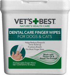 Vet's Best Dental Care Finger Wipes Dog & Cat Dental Wipes, 50 count