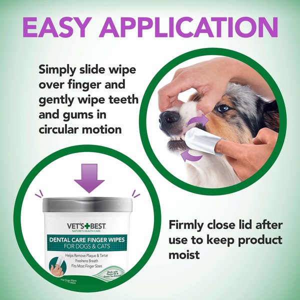 Show full view: Vet's Best Dental Care Finger Wipes Dog & Cat Dental Wipes, 50 count slide 5 of 9