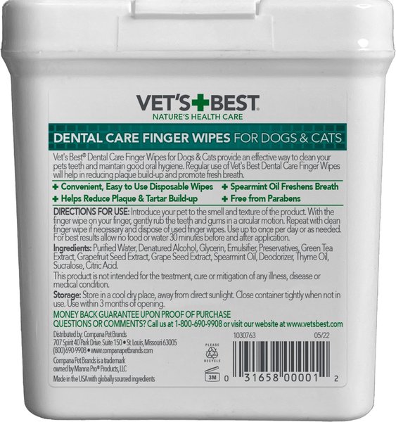 Show full view: Vet's Best Dental Care Finger Wipes Dog & Cat Dental Wipes, 50 count slide 8 of 9