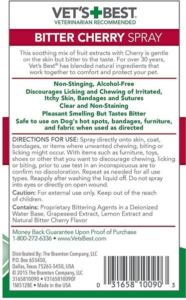 Show full view: Vet's Best Bitter Cherry Spray for Dogs, 7.5-oz bottle slide 3 of 5