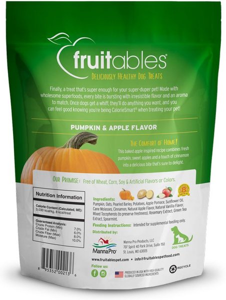 Show full view: Fruitables Pumpkin & Apple Flavor Dog Treats, 7-oz bag slide 3 of 10