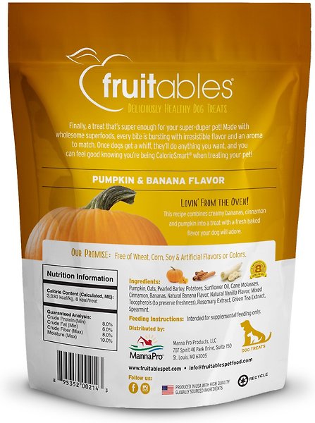 Show full view: Fruitables Pumpkin & Banana Flavor Dog Treats, 7-oz bag slide 3 of 11