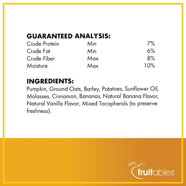 Show full view: Fruitables Pumpkin & Banana Flavor Dog Treats, 7-oz bag slide 4 of 11