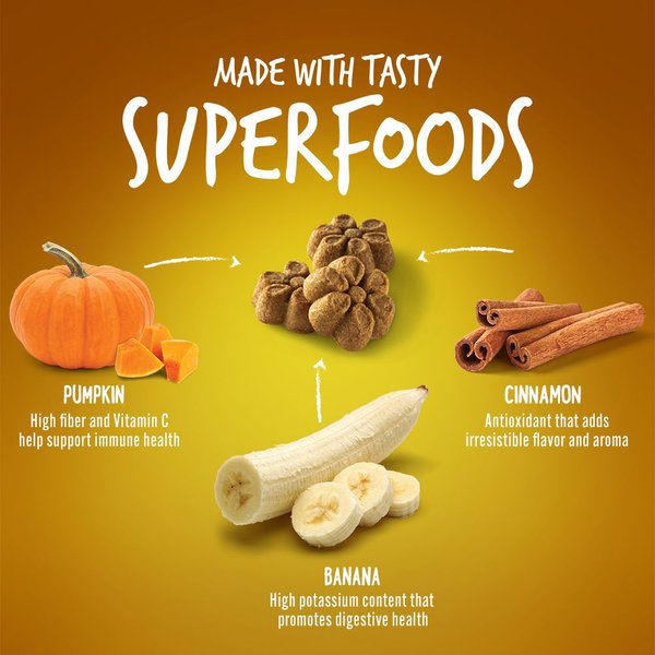 Show full view: Fruitables Pumpkin & Banana Flavor Dog Treats, 7-oz bag slide 6 of 11