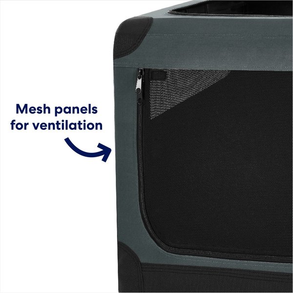Show full view: Frisco Dog & Small Pet Indoor & Outdoor 3-Door Collapsible Soft-Sided crate, Dark Gray, XS: 21-in L x 15-in W x 15-in H slide 5 of 8