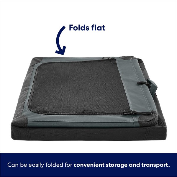 Show full view: Frisco Dog & Small Pet Indoor & Outdoor 3-Door Collapsible Soft-Sided crate, Dark Gray, XS: 21-in L x 15-in W x 15-in H slide 6 of 8
