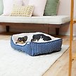 Show in main carousel: Frisco Sherpa Rectangular Bolster Cat & Dog Bed, Navy Herringbone, Medium slide 1 of 10