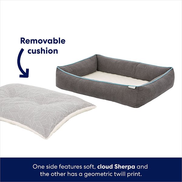 Show full view: Frisco Sherpa Orthopedic Bolster Cat & Dog Bed, X-Large, Gray Basket Weave Print slide 3 of 8