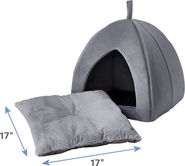 Show full view: Frisco Tent Covered Cat & Dog Bed, Gray, Medium slide 3 of 8