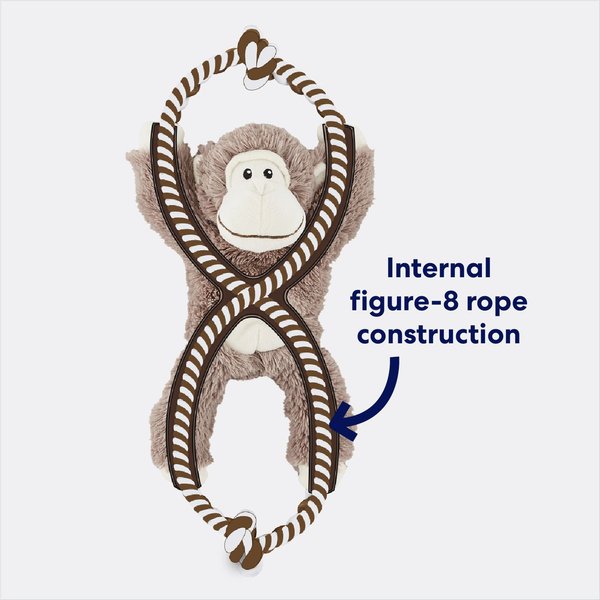 Show full view: Frisco Monkey Plush with Rope Squeaky Dog Toy, Medium/Large slide 3 of 6