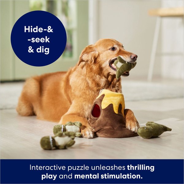 Show full view: Frisco Volcano & Dinosaurs Hide & Seek Puzzle Plush Squeaky Dog Toy, Medium/Large slide 4 of 7
