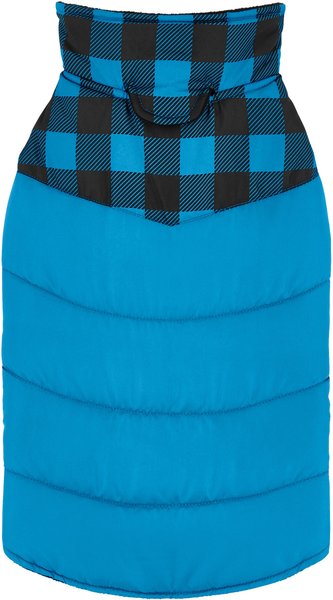 Show full view: Frisco Mediumweight Boulder Plaid Insulated Dog & Cat Puffer Coat, Blue, Small slide 5 of 11