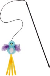 Frisco Bird with Feathers Teaser Wand Cat Toy with Catnip, Blue