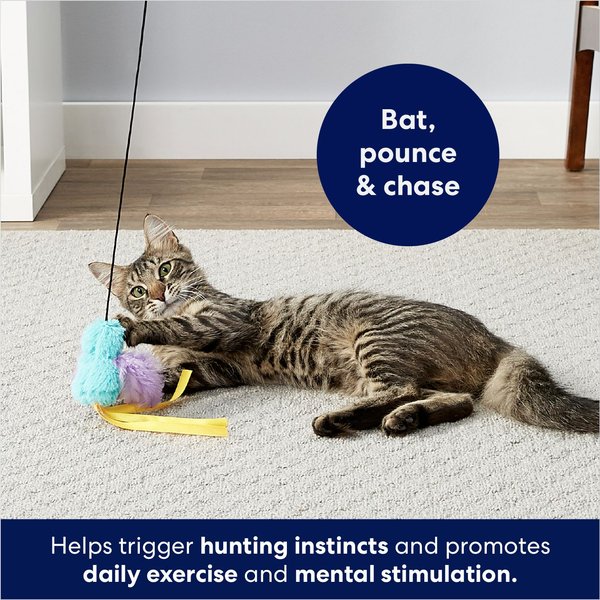 Show full view: Frisco Bird with Feathers Teaser Wand Cat Toy with Catnip, Blue slide 3 of 5