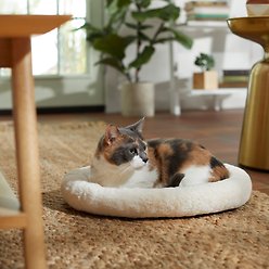 Frisco Self Warming Bolster Round Kitten Bed, Cream