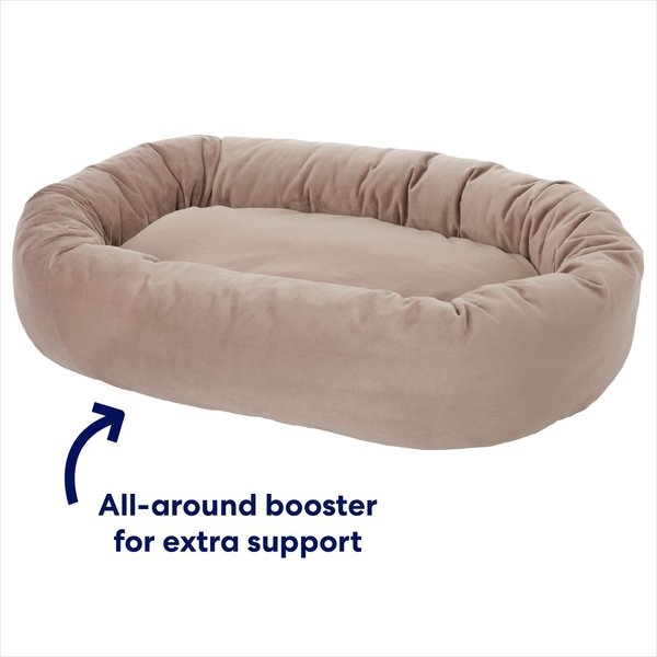 Show full view: Frisco Velvet Round Bolster Dog Bed w/Removable Cover, Beige, XX-Large slide 3 of 8