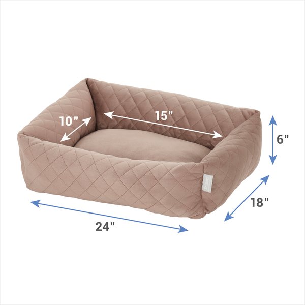 Show full view: Frisco Velvet Rectangular Bolster Cat & Dog Bed, Beige, Medium slide 3 of 8