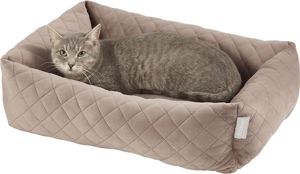 Show full view: Frisco Velvet Rectangular Bolster Cat & Dog Bed, Beige, Medium slide 5 of 8