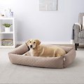 Frisco Velvet Rectangular Bolster Cat & Dog Bed, Beige, X-Large