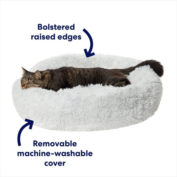 Show full view: Frisco Eyelash Cat & Dog Bolster Bed, Silver, Medium slide 3 of 9