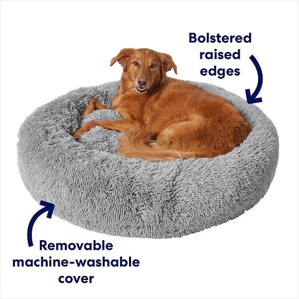 Show full view: Frisco Eyelash Cat & Dog Bolster Bed, Smoky Gray, Large slide 3 of 9