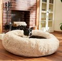Frisco Eyelash Cat & Dog Bolster Bed, Sand, Large
