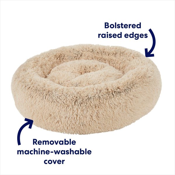 Show full view: Frisco Eyelash Cat & Dog Bolster Bed, Sand, Large slide 3 of 9