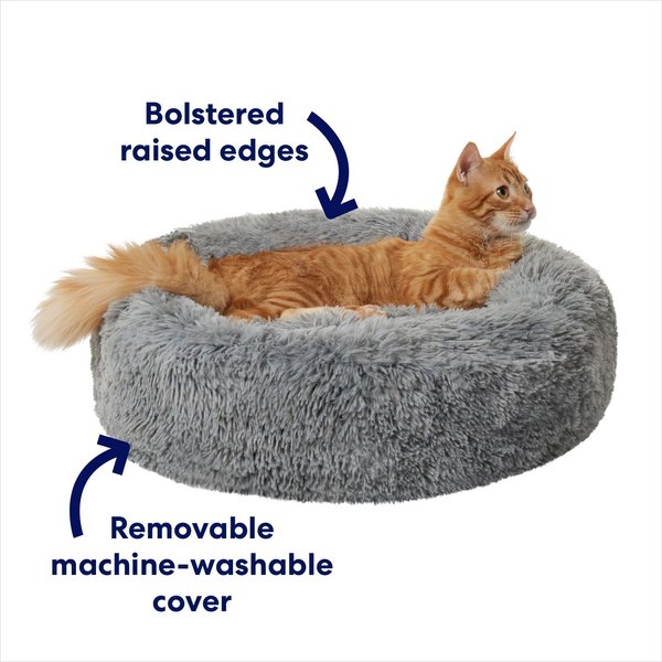 Show full view: Frisco Eyelash Cat & Dog Bolster Bed, Smoky Gray, Small slide 3 of 9