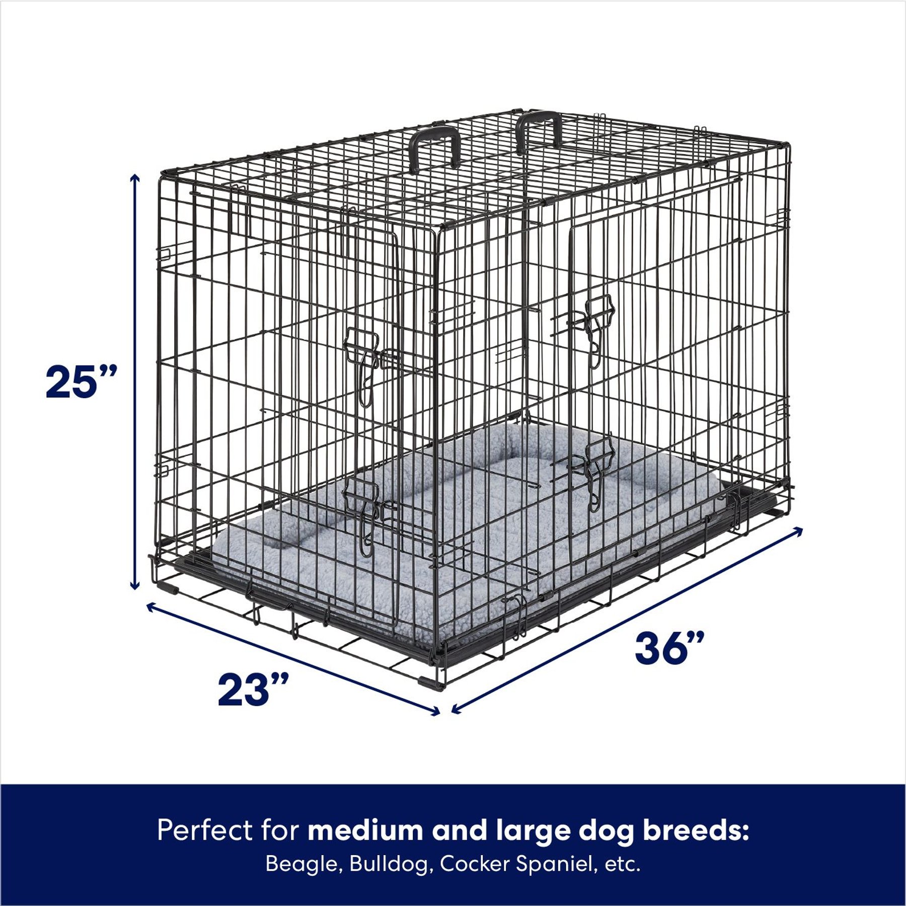 FRISCO Fold Carry Double Door Collapsible Wire Dog Crate Mat Kit M L 36 in L x 23 in W x 25 in H Chewy Canada