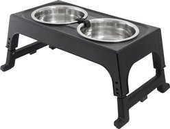 Frisco Stainless Steel Bowls with Adjustable Elevated Holder, Large: 7 cup