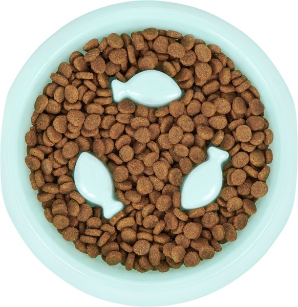 Show full view: Frisco Fish Shaped Ridges Slow Feed Bowl, Light Blue, Small: 1 cup, 1 count slide 5 of 8