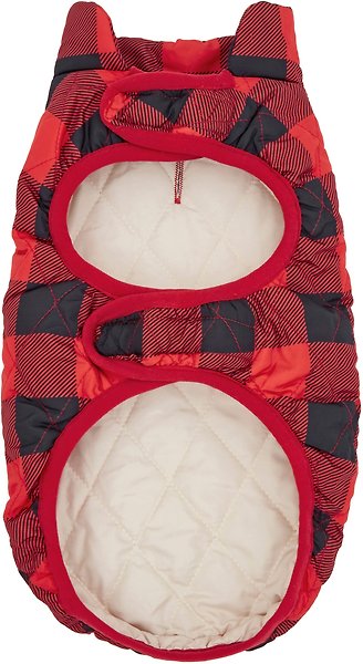 Show full view: Frisco Lightweight Quilted Water-Resistant Reversible Insulated Dog & Cat Jacket, Gray/Red Plaid, X-Large slide 3 of 8