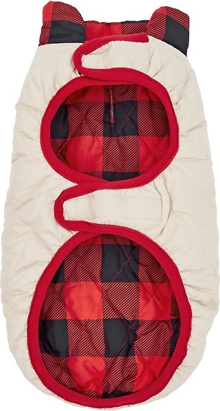 Show full view: Frisco Lightweight Quilted Water-Resistant Reversible Insulated Dog & Cat Jacket, Gray/Red Plaid, X-Large slide 4 of 8
