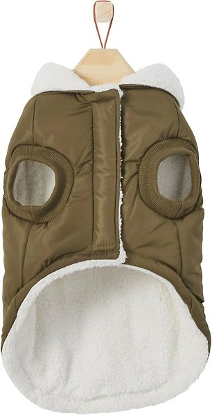 Show full view: Frisco Mid-Heavyweight Love Insulated Dog & Cat Coat, Olive, X-Small slide 5 of 7