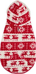 Frisco Fair Isle Fleece Lined Dog & Cat Hoodie, Red, X-Small