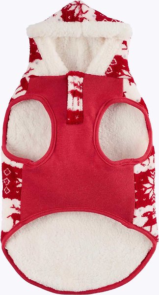 Show full view: Frisco Fair Isle Fleece Lined Dog & Cat Hoodie, Red, X-Small slide 5 of 9