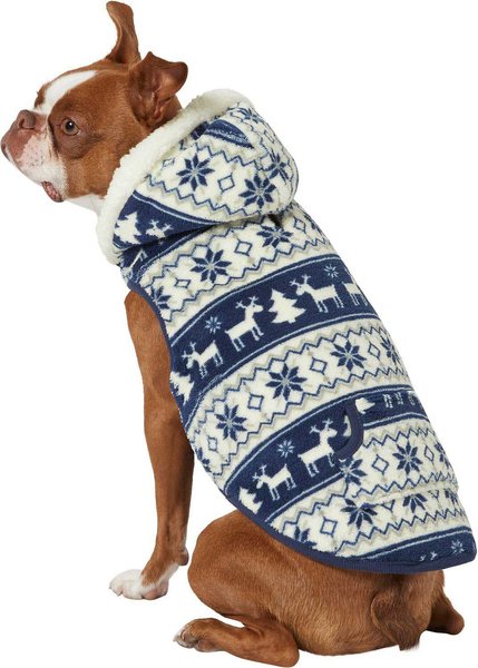 Show full view: Frisco Fair Isle Fleece Lined Dog & Cat Hoodie, Navy, X-Large slide 3 of 8