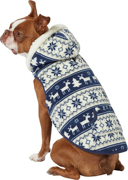 Show full view: Frisco Fair Isle Fleece Lined Dog & Cat Hoodie, Navy, XX-Large slide 3 of 8