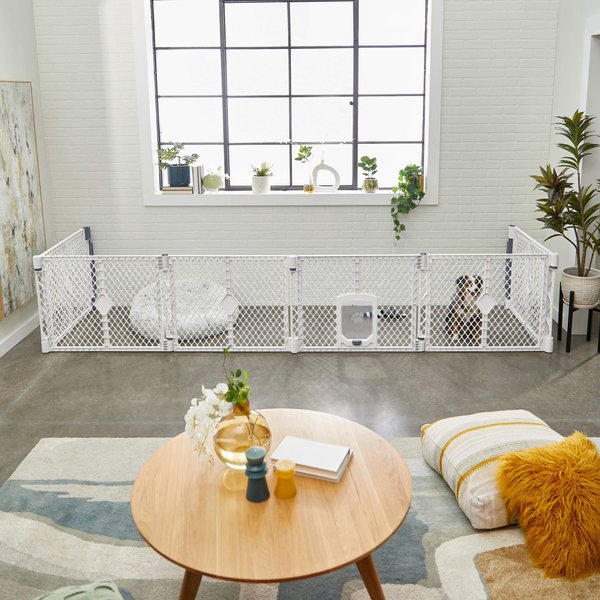 Show full view: Frisco 6-Panel Convertible Plastic Playpen Divider with Wall Mounts, Light Gray slide 7 of 10