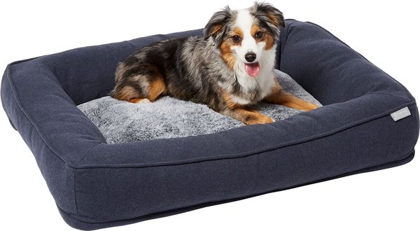 Show full view: Frisco Heathered Woven Orthopedic Rectangular Bolster Dog Bed w/Removable Cover, Gray, XX-Large slide 3 of 7