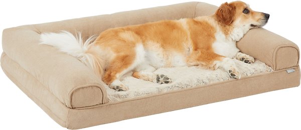 Show full view: Frisco Heathered Woven Orthopedic Sofa Bolster Dog Bed w/Removable Cover, Tan, XX-Large slide 3 of 9